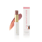 Luk Beautifood Lip Nourish lipstick in Pink Juniper shade, featuring a creamy texture and natural lipstick packaging.