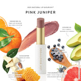 Luk Beautifood Lip Nourish lipstick in Pink Juniper with natural, creamy finish and sleek packaging.