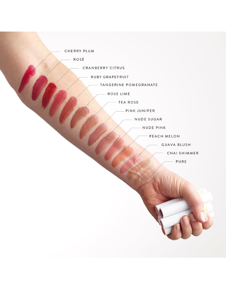 Luk Beautifood Lip Nourish Pure lipstick swatched on arm, showing natural nude shade and creamy texture.