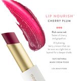 Luk Beautifood Lip Nourish lipstick in Cherry Plum shade with a smooth, natural finish and sleek packaging.