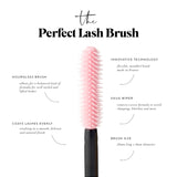 Luk Beautifood Lash Nourish Mascara in Espresso with a close-up of the mascara wand showing the brush and product packaging