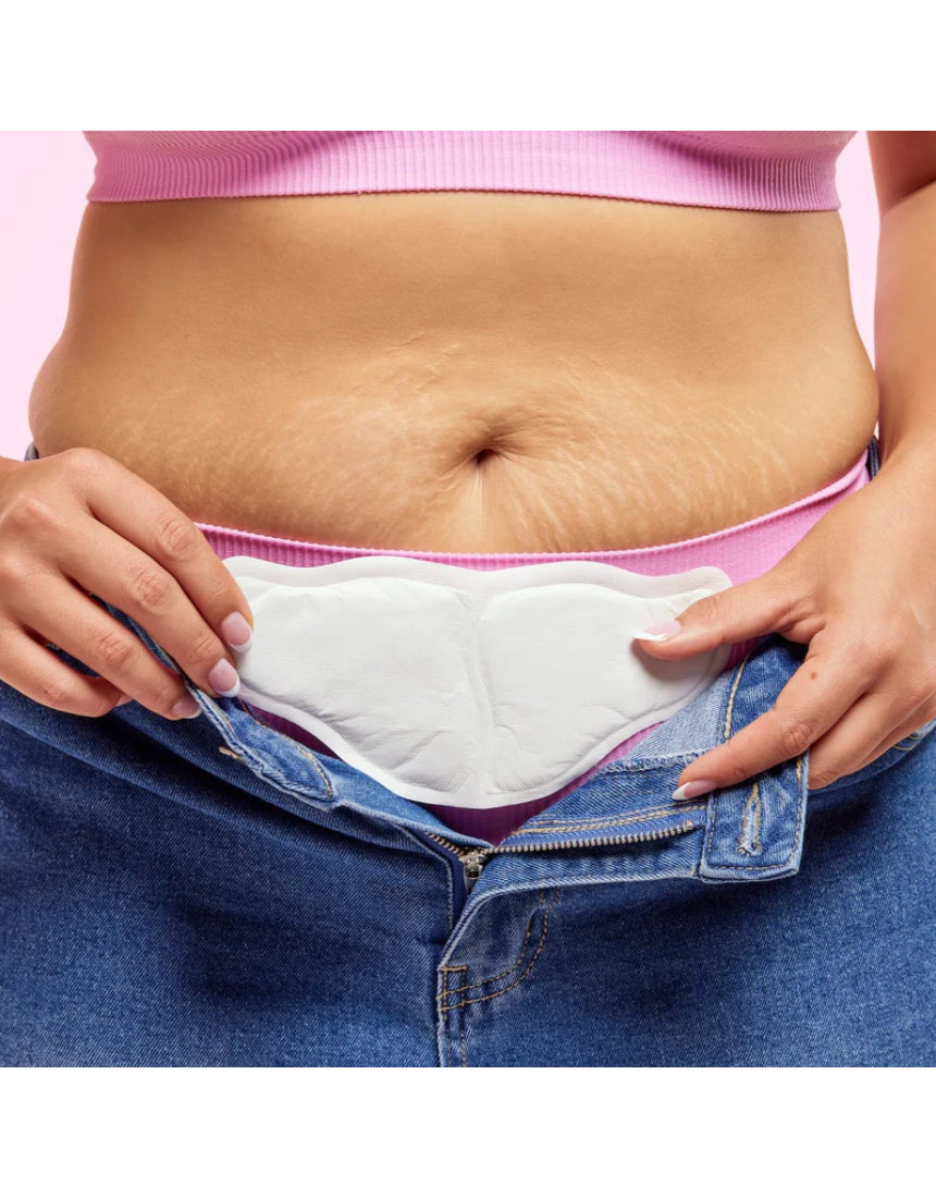 Lula self-warming body patch, heat patch designed for targeted warmth and comfort, shown on a neutral background.