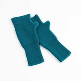 Maison Fanli Julia teal mittens, soft gloves with cozy knit texture, stylish winter accessory in vibrant teal color.