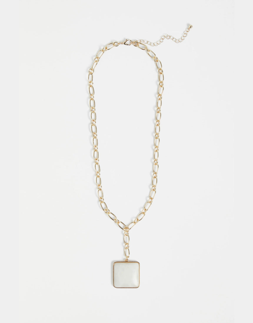 Elk Viri Gold Necklace featuring a delicate gold chain with a minimalist pendant, showcased against a neutral background.