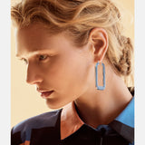Elk Innfellt Square Hoop Earrings in denim blue featuring a modern square design and silver-tone accents.