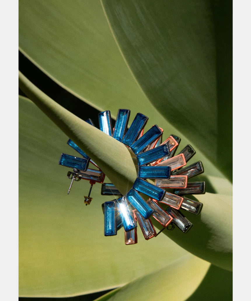 Elk Julie large hoop earrings in bright navy with a smooth, rounded design, stylish accessory for everyday wear.