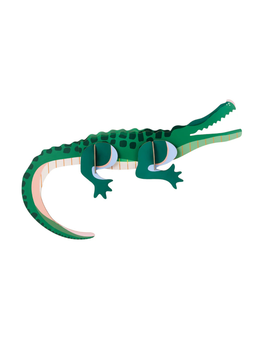 Tall crocodile jungle wall art print by Studio Roof, A4 size, featuring detailed illustration of a crocodile for wall decor.