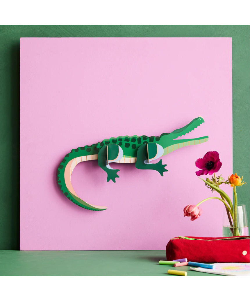 Tall crocodile wall art print by Studio Roof, jungle animal decor in A4 size, perfect for nature-inspired wall decor.