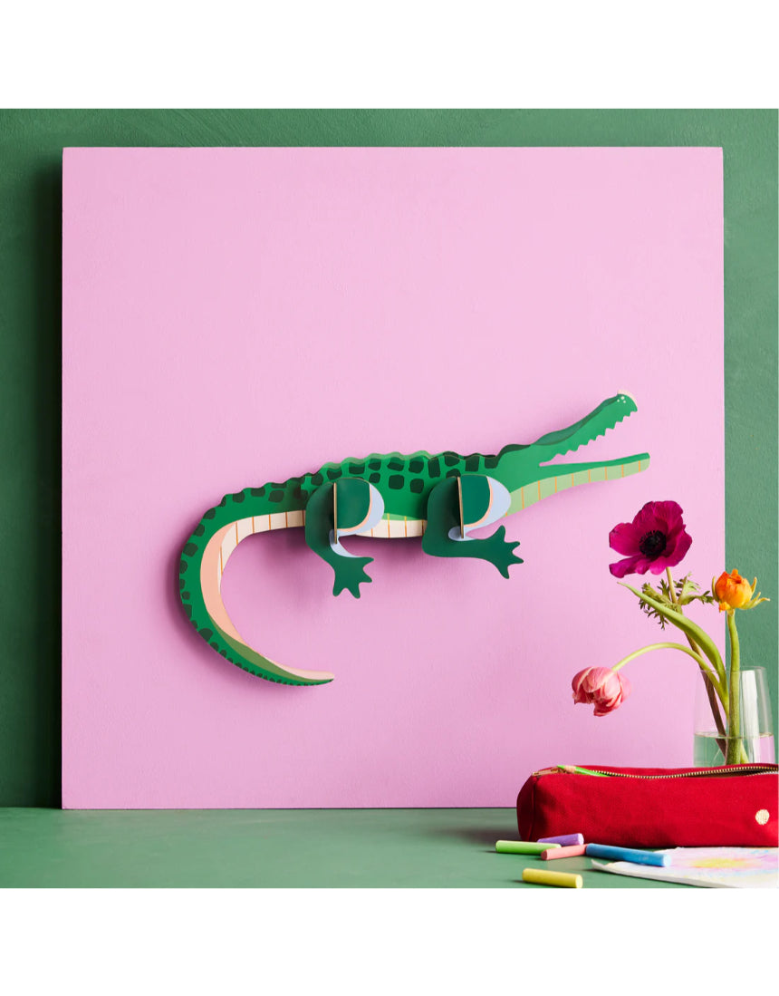 Tall crocodile wall art print by Studio Roof, jungle animal decor in A4 size, perfect for nature-inspired wall decor.