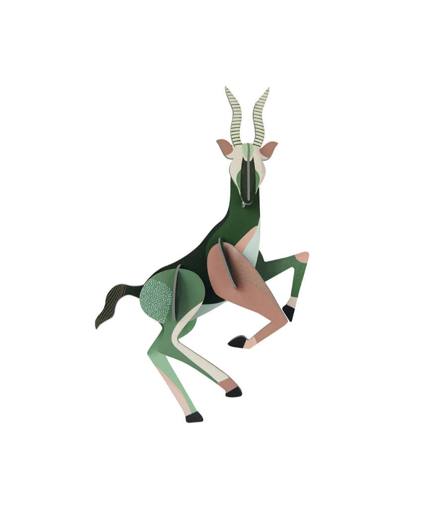 Studio Roof wall art featuring a stylized antelope illustration, perfect as jungle-themed wall decor.