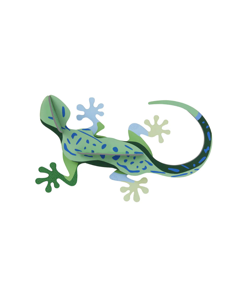 Colorful wall art featuring a vibrant gecko from Studio Roof's jungle animals wall decor collection.