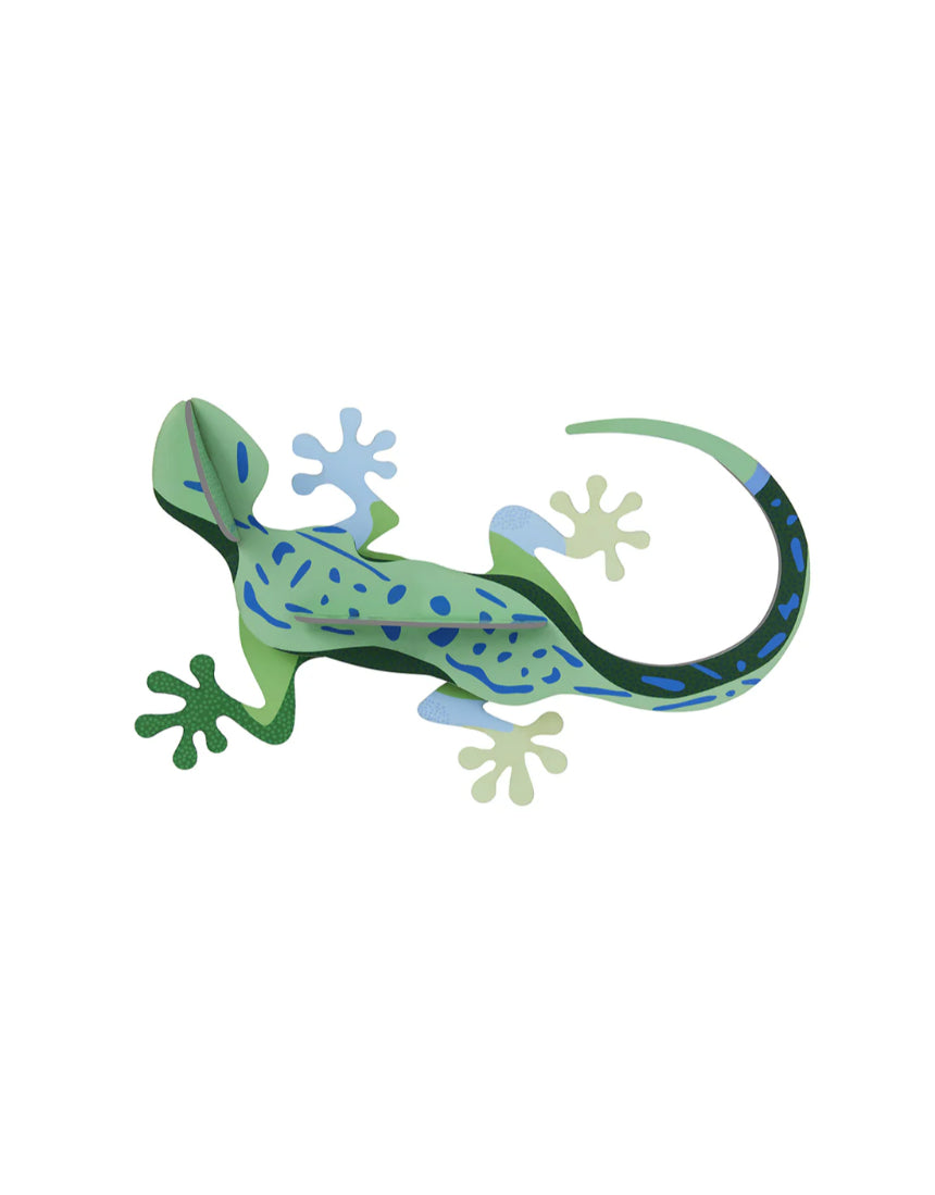 Colorful wall art featuring a vibrant gecko from Studio Roof's jungle animals wall decor collection.