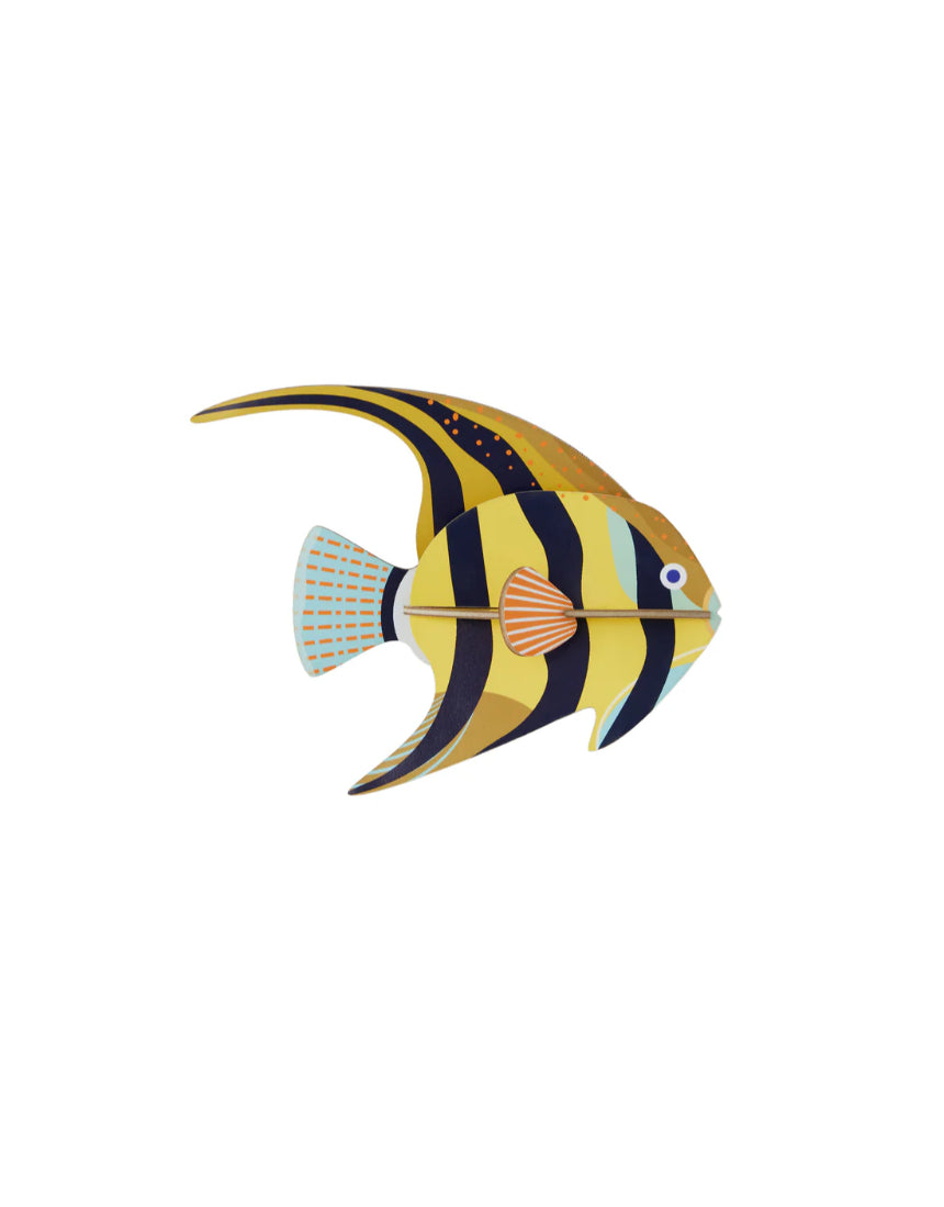 Studio Roof wall art featuring a colorful angelfish illustration, perfect as ocean-inspired decor for any space.