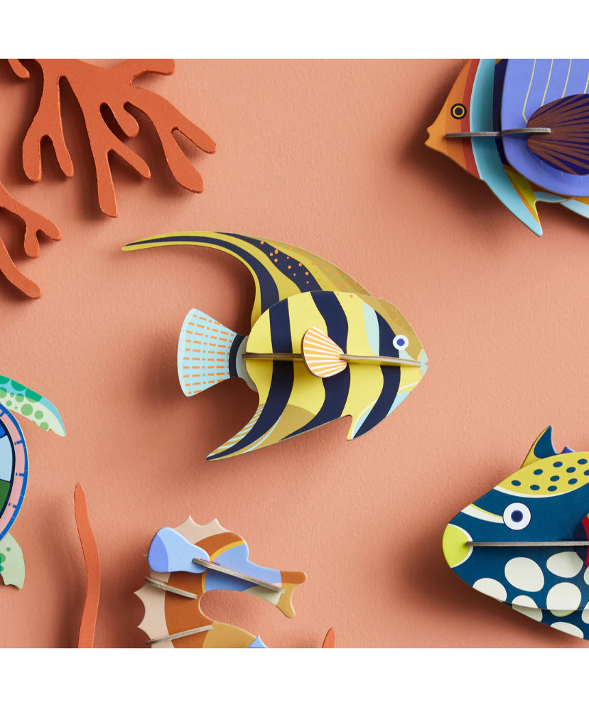 Studio Roof wall decor featuring a detailed angelfish illustration, perfect for ocean-themed interior decoration.