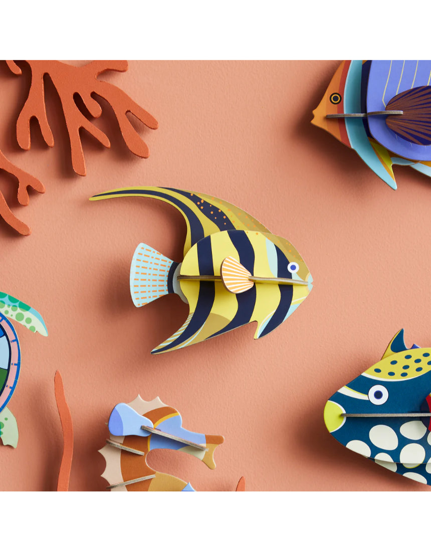 Studio Roof wall decor featuring a detailed angelfish illustration, perfect for ocean-themed interior decoration.