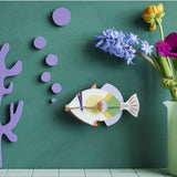 Studio Roof wall art featuring a vibrant lagoon triggerfish, perfect for sea creature-themed home decor.