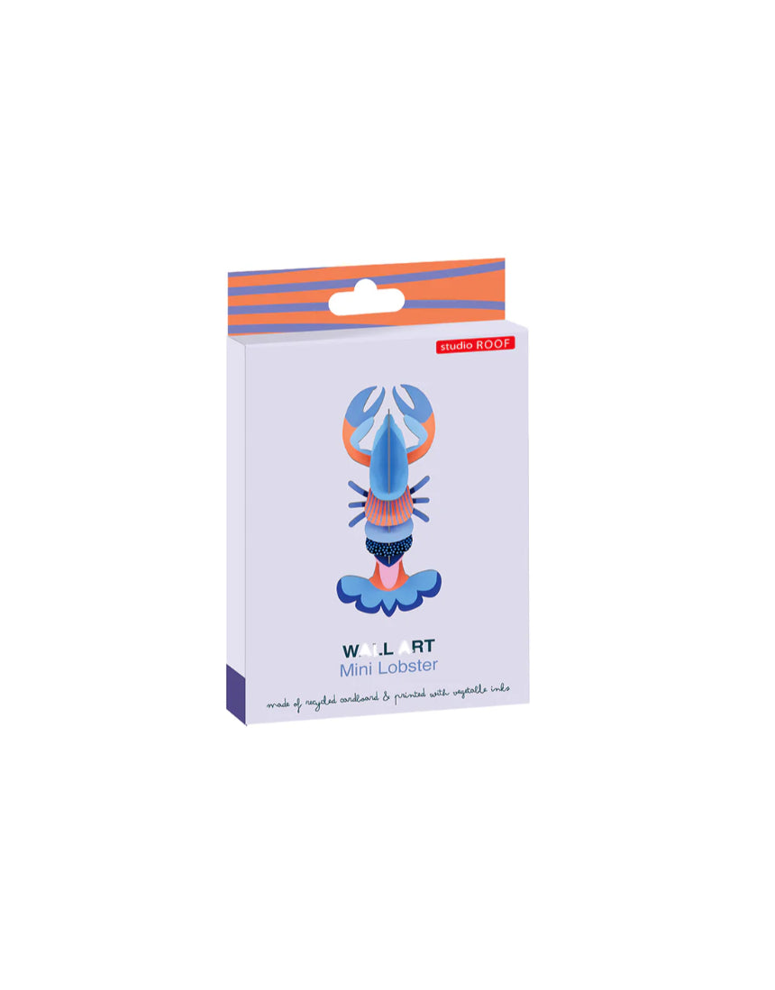 Studio Roof wall art featuring a colorful lobster illustration, perfect as marine-themed home decor.