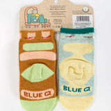 Blue Q baby socks featuring adorable cuddle bug and crying baby designs, soft and comfortable for little feet.