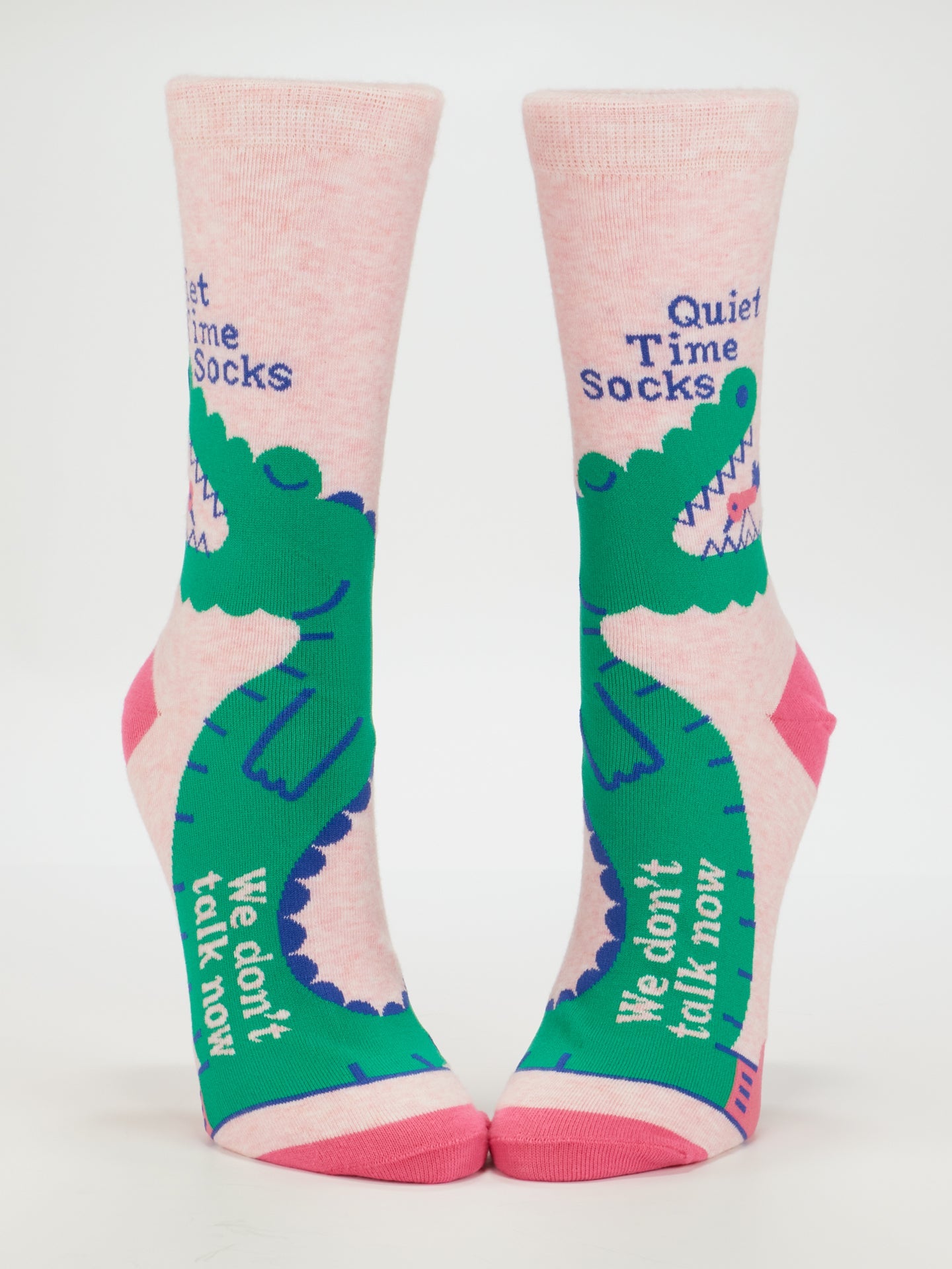 Blue Q ladies crew socks featuring a quiet time design, in blue with soft fabric, perfect for comfortable, casual wear.