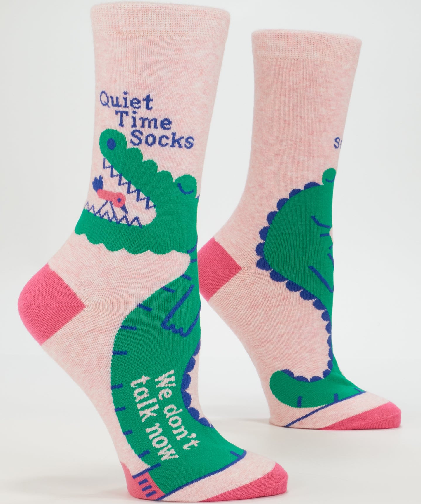 Blue Q ladies crew socks featuring a quiet time design with calm, relaxing patterns, perfect for comfortable everyday wear.
