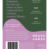 Grace & James Yuzu, Lime & Coconut felt air freshener with colorful, scented felt pieces in a natural, fresh display.