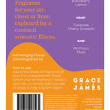 Grace & James Tigerlily & Jasmine felt air freshener with floral design, showcasing the natural scent and handcrafted details.