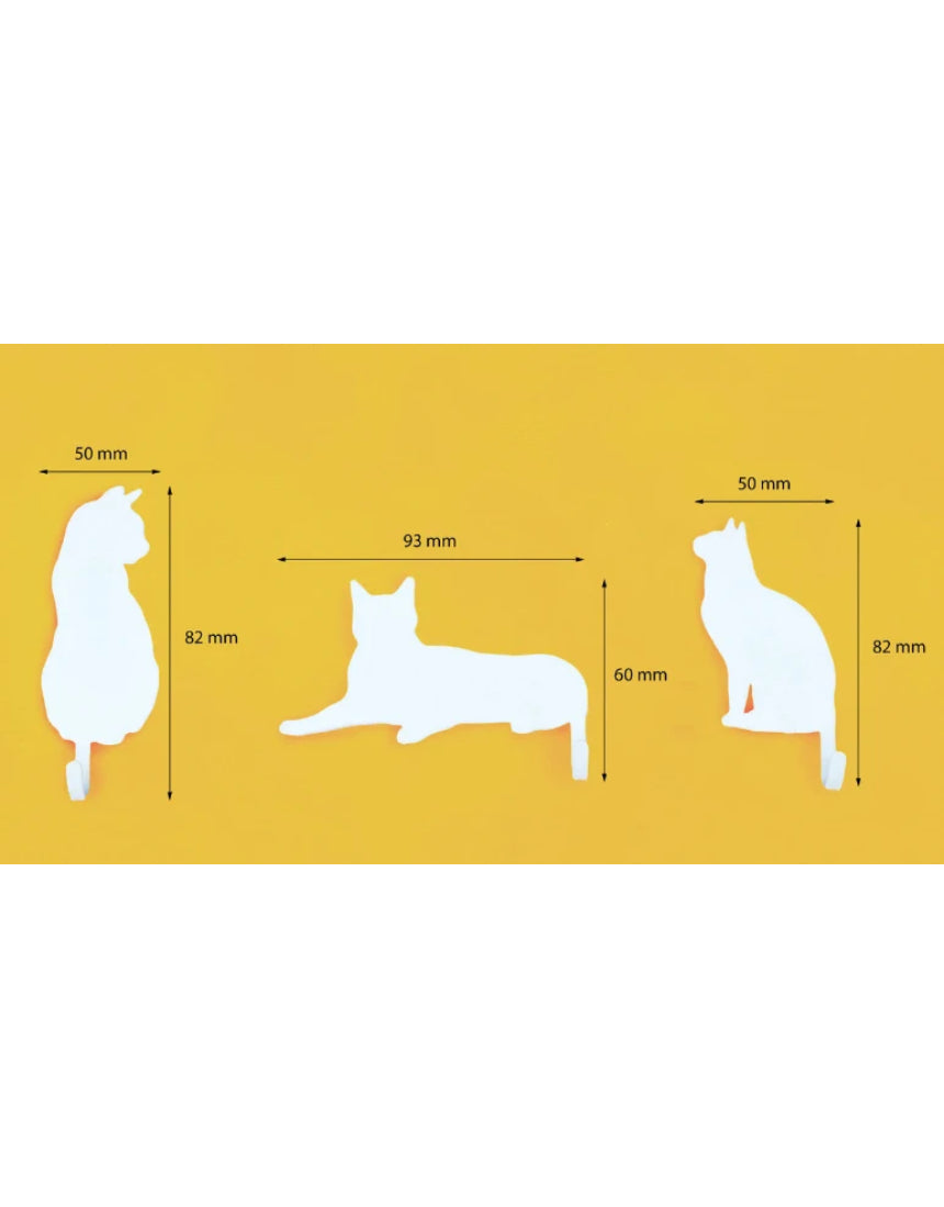 Suck UK Hooks Cat wall hooks shaped like playful cats with outstretched paws, ideal for hanging items in modern home decor.