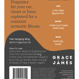 Grace & James Wildgrass and Driftwood felt air freshener, natural scent diffuser with textured felt design.