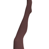 Chocolate brown Tightology Weave Organic Cotton Tights displayed on a model, showcasing their textured weave and snug fit.
