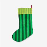 Bonnie and Neil stripe verde Christmas stocking in cotton, featuring festive green and white stripe design for holiday decor.