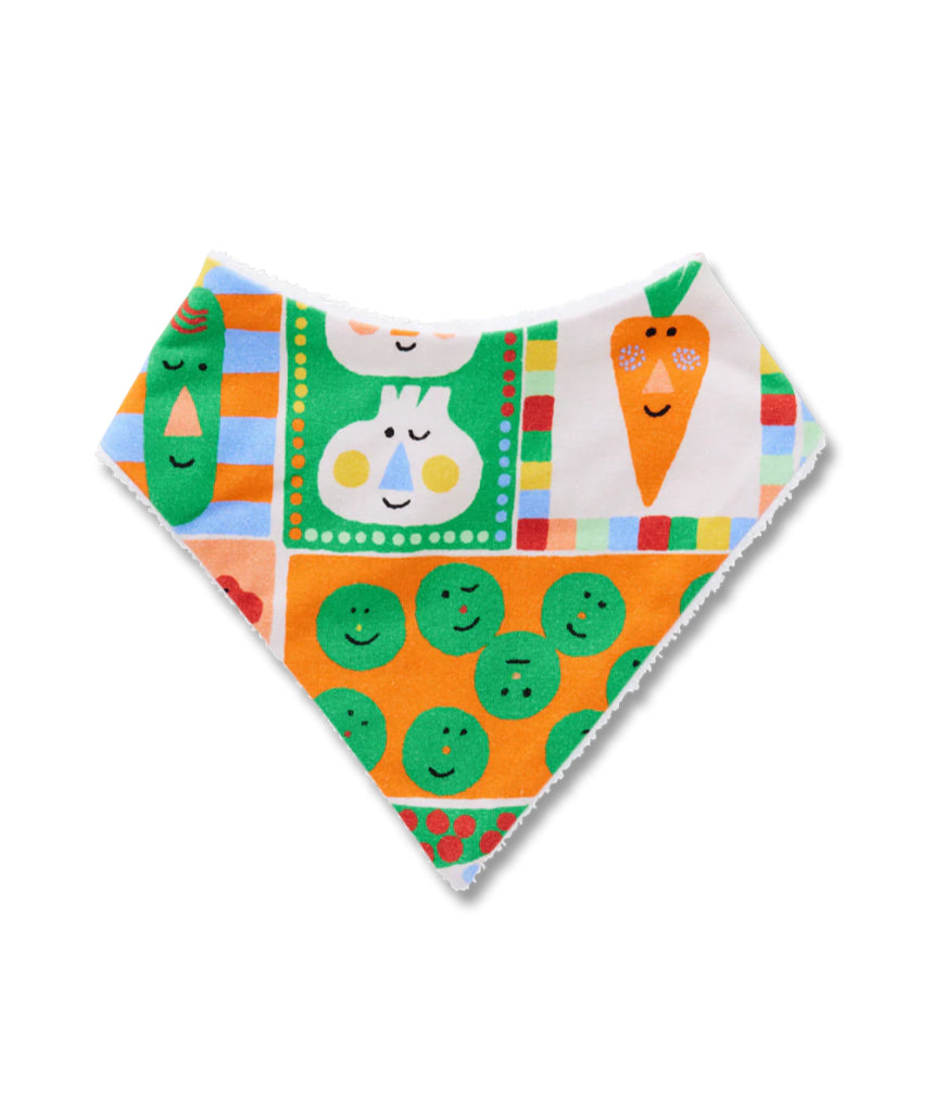 Halcyon Nights bib with a playful pocket patch featuring colorful patterns on soft fabric for babies and toddlers.