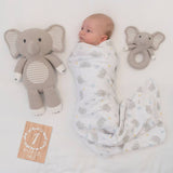 Living Textiles Mason the Elephant knitted toy, soft plush with detailed stitching and gentle expression, perfect for cuddling and play.