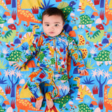Kip & Co Dinosaur Roar Organic Long Sleeve Zip Romper