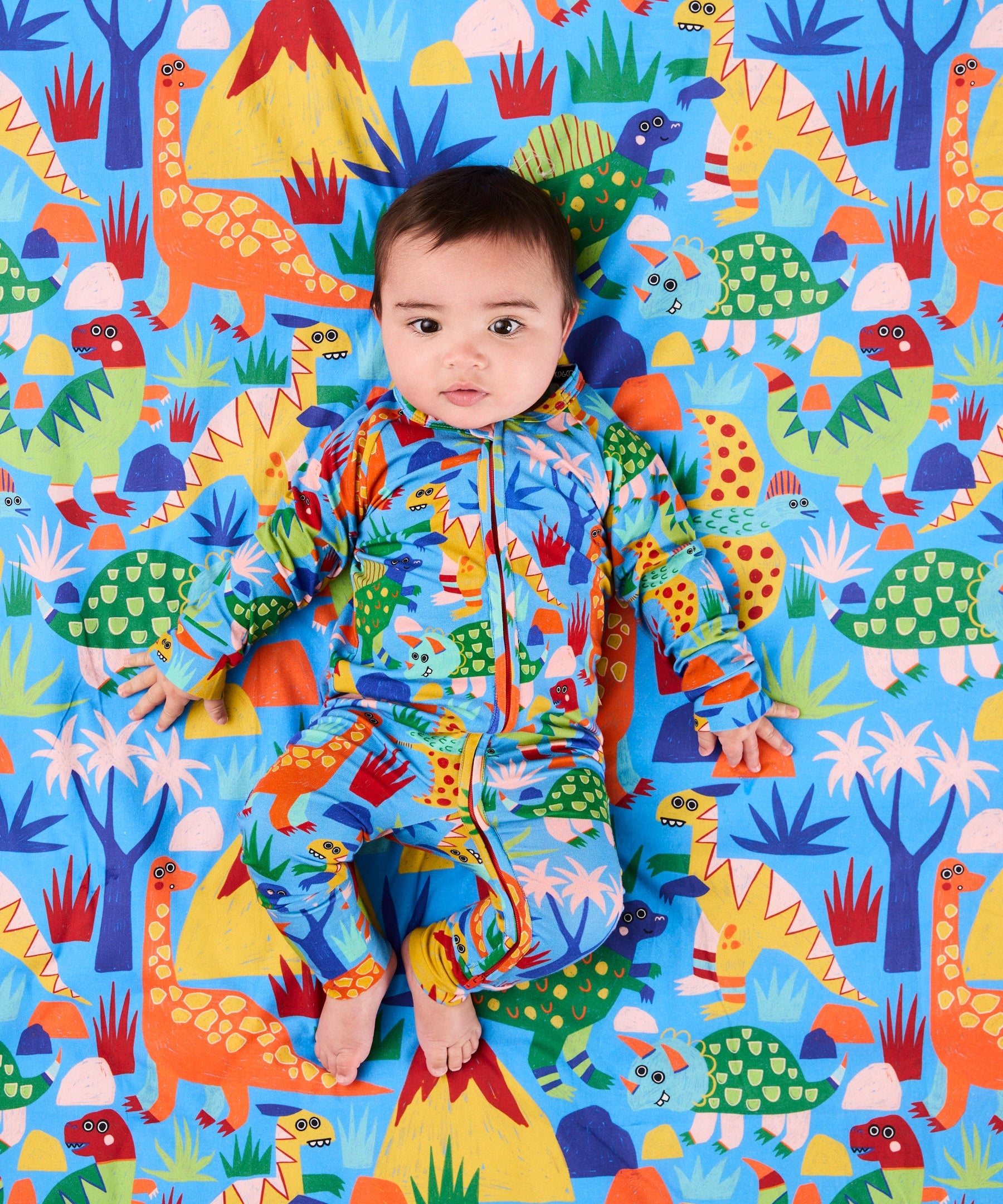 Kip & Co Dinosaur Roar Organic Long Sleeve Zip Romper