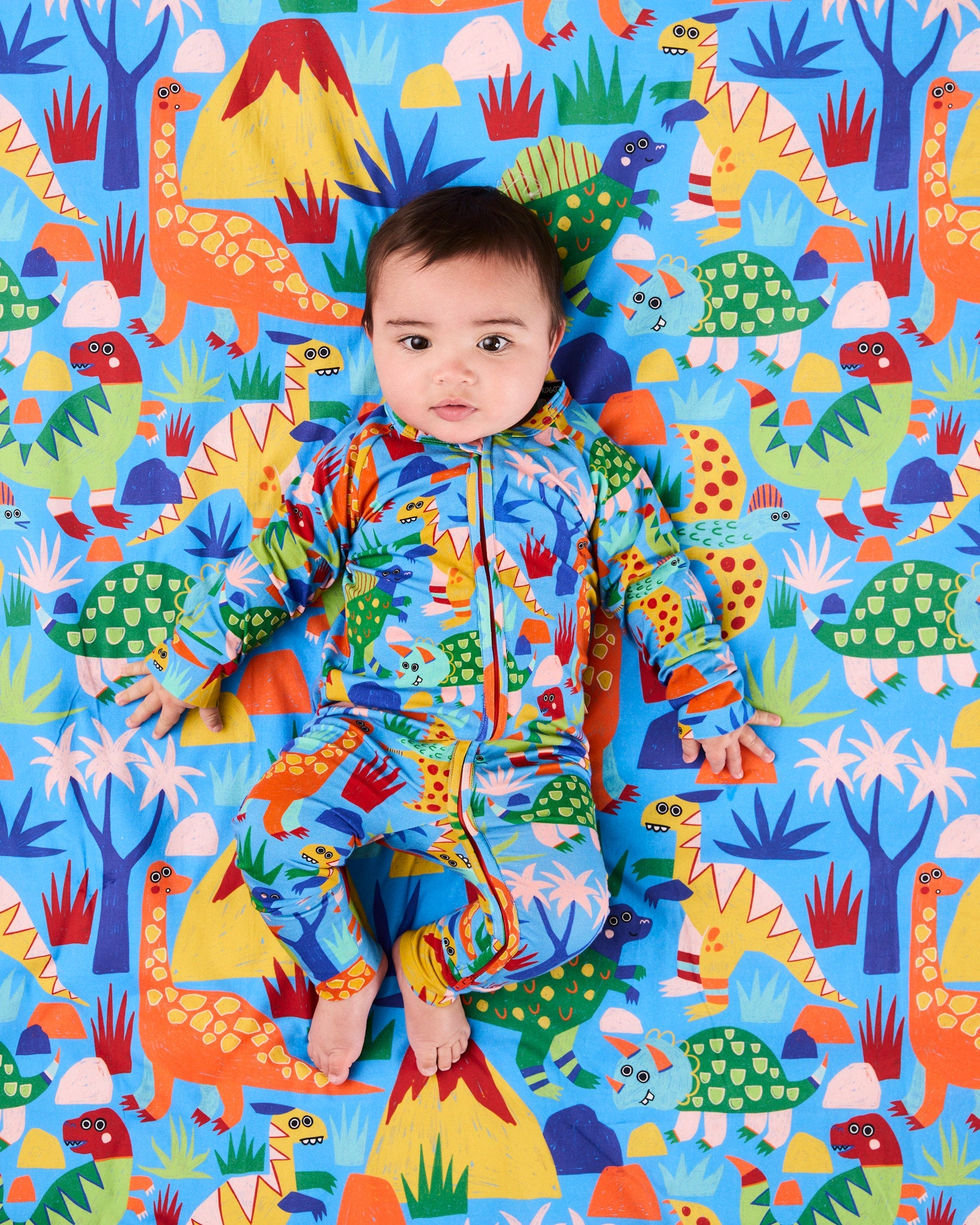 Kip & Co Dinosaur Roar Organic Long Sleeve Zip Romper