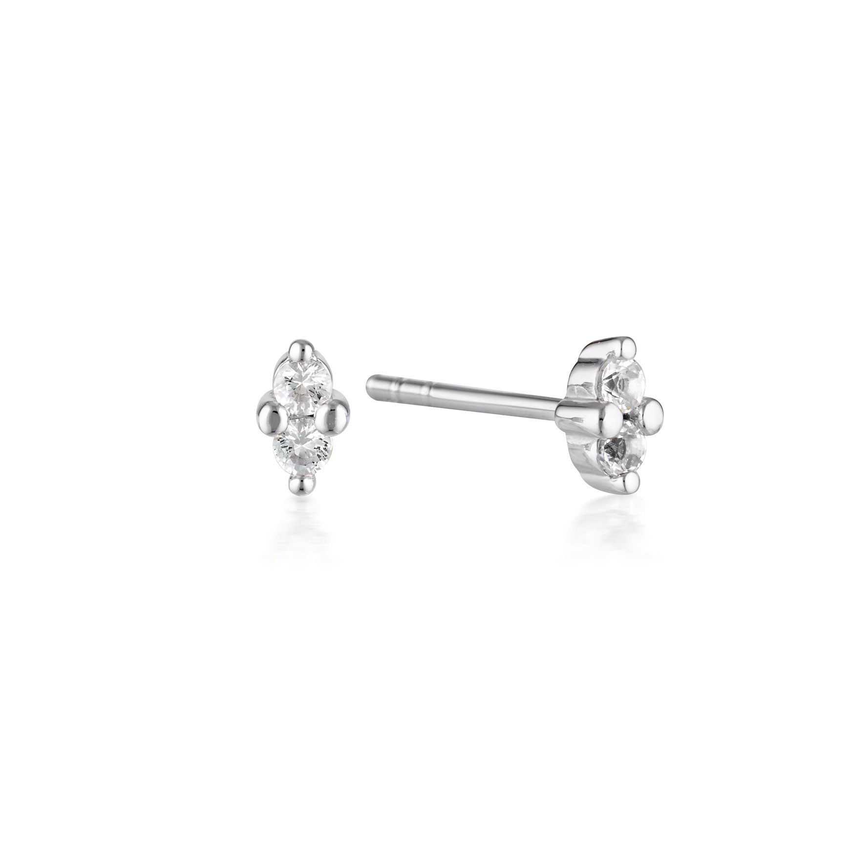 Linda Tahija April birthstone stud earrings featuring white topaz gemstones set in silver.