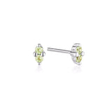 Linda Tahija August birthstone stud earrings featuring peridot gemstones set in silver.