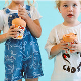 Chino Club kids' smoothie cup with Aussie animals design, 200ml mini cup with straw featuring colorful animal illustrations.