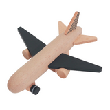 Black wooden wind-up jet plane toy for kids by Axis Toys, featuring a sleek design and durable wooden construction.