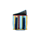 Retro stripe insulated tote bag by Project Ten, featuring colorful horizontal stripes and sturdy handles for everyday use.