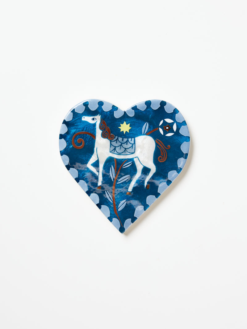 Jones & Co Paloma Heart Wall Art featuring a blue horse design, ideal for decorative home wall decor.