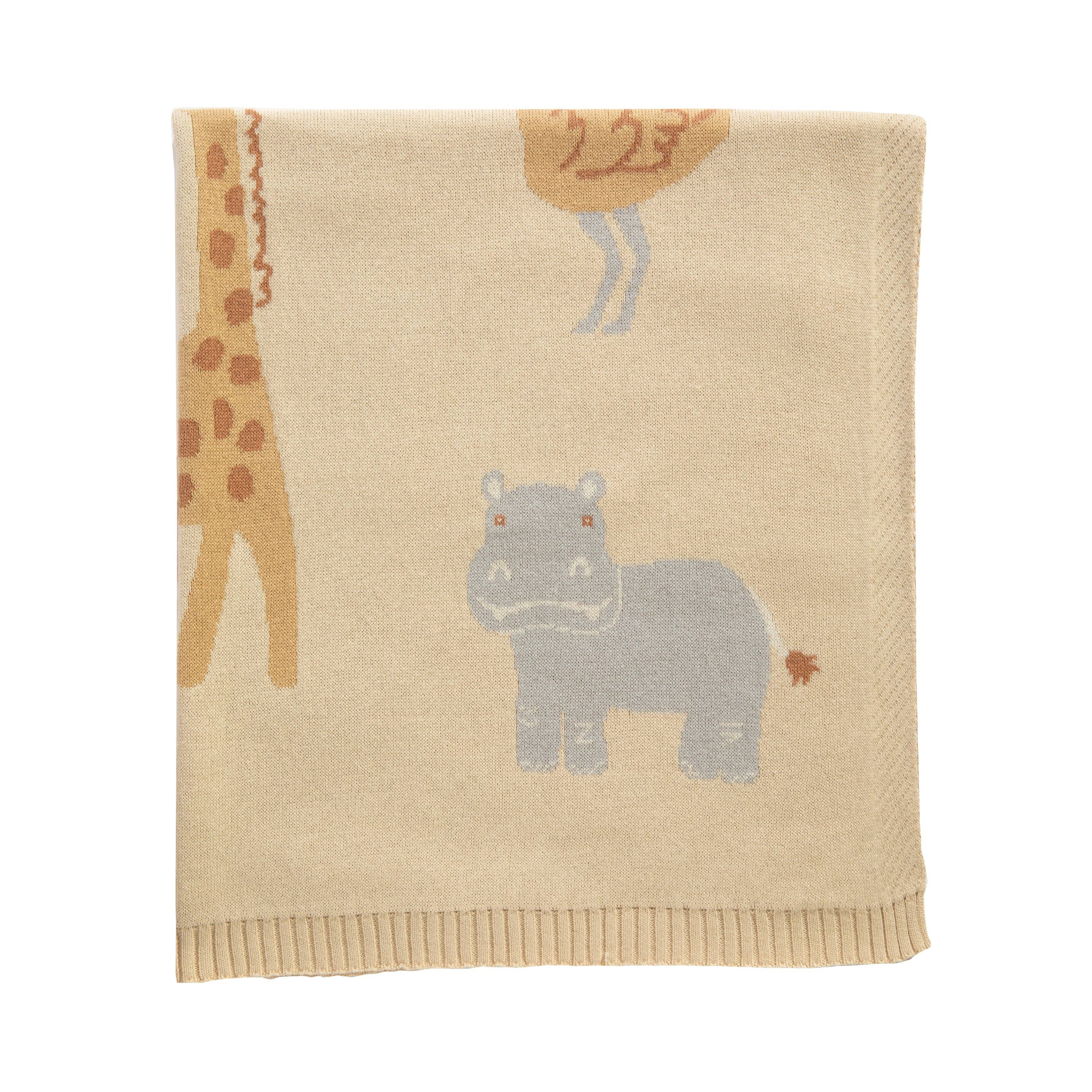 Living Textiles Wild Safari jacquard blanket with animal print design, soft woven fabric in earthy tones for cozy comfort.