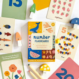 Illustrated number flashcards from Lauren Sissons Studio featuring colorful, playful designs for early learning and number recognition.