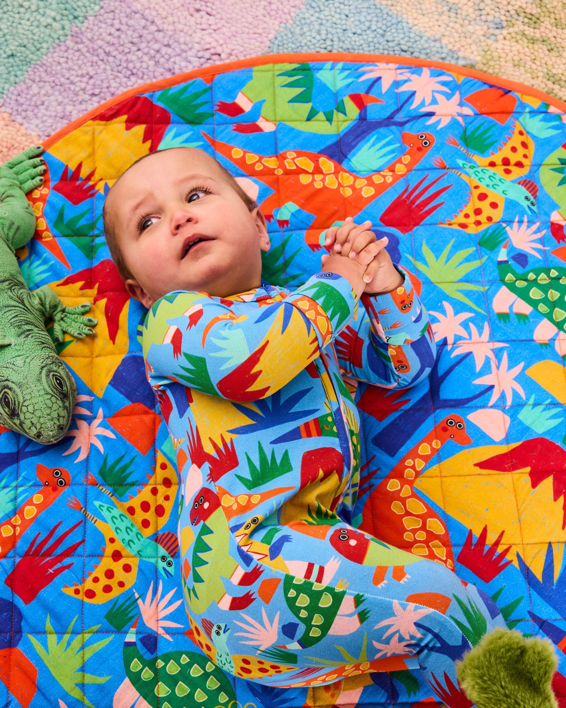 Kip & Co Dinosaur Roar Organic Long Sleeve Zip Romper