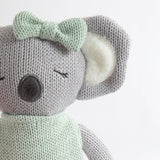 Living Textiles Kimmy the Koala knitted animal toy, soft plush koala with detailed stitching and adorable features for children.