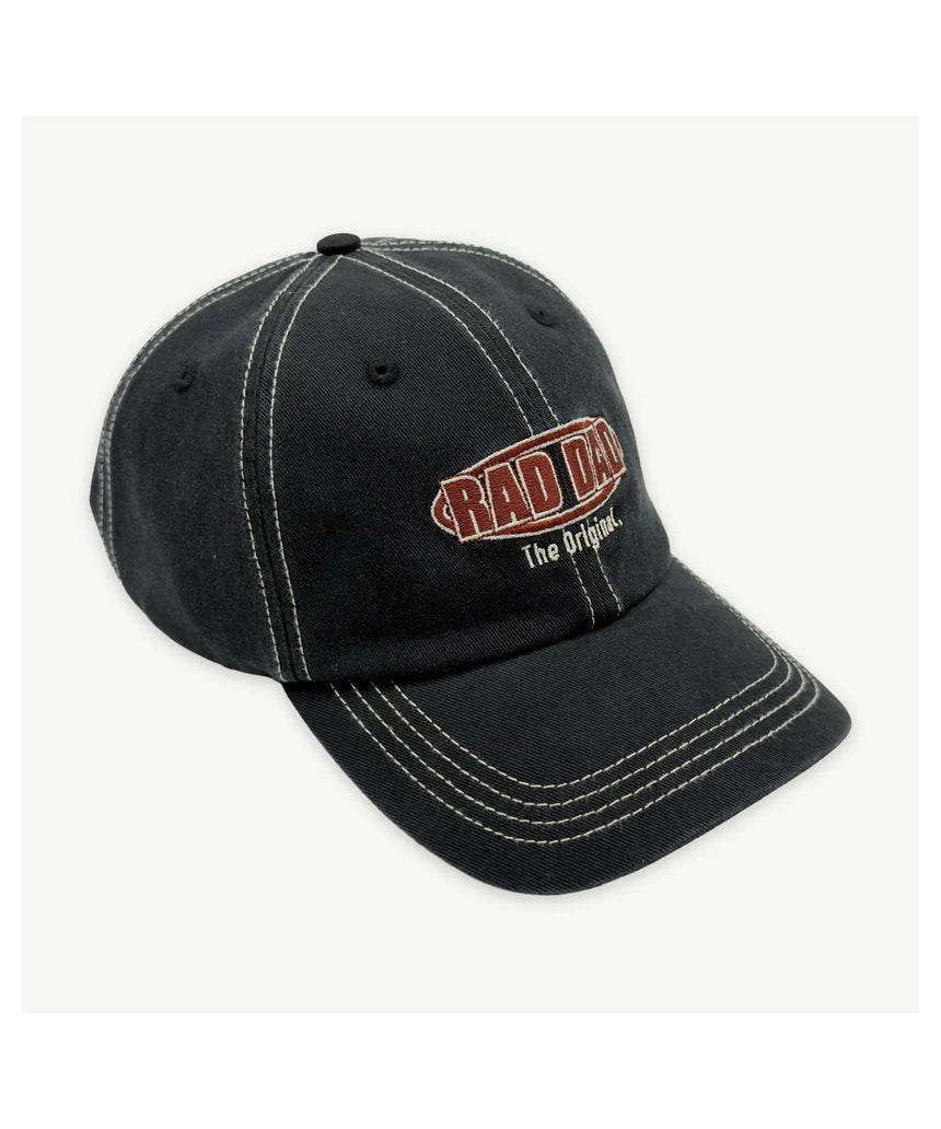 Black Rad Dad Redback baseball cap by Banabae, featuring a classic cap design with a structured brim and adjustable strap.