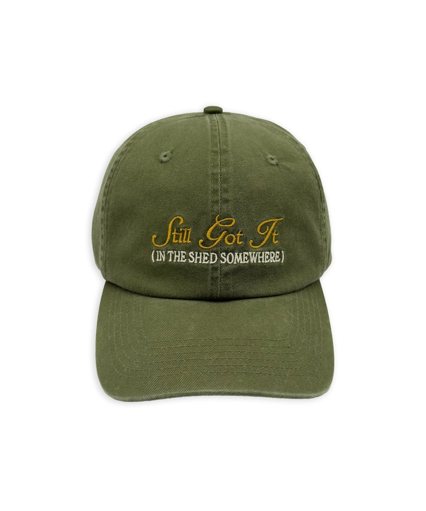 Banabae Still Got It unstructured baseball cap in washed khaki, casual cap with curved brim and adjustable strap