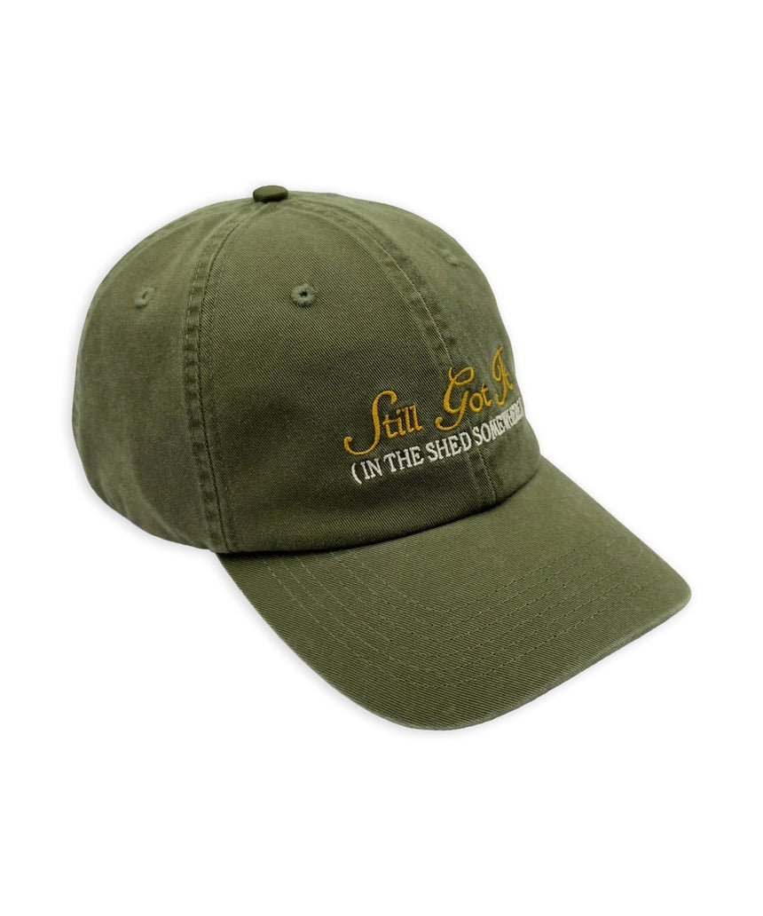 Banabae Still Got It unstructured baseball cap in washed khaki, showing front view with curved brim and casual style.