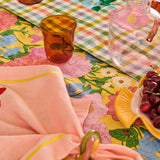 Kip & Co marshmallow and marmalade glass and carafe set with colorful patterns, displayed against a neutral background.