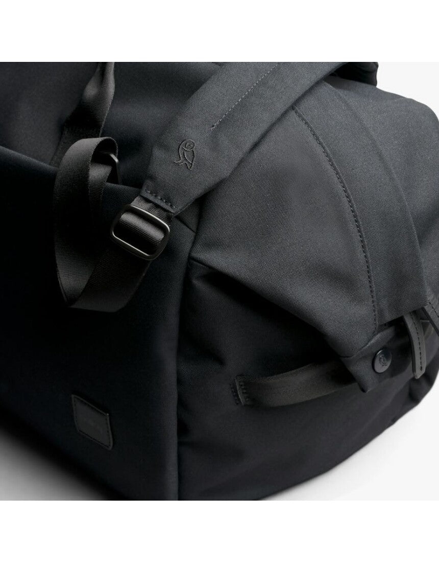 Black Bellroy Classic Duffel 35L bag with sturdy handles and spacious main compartment, ideal for travel and everyday use.